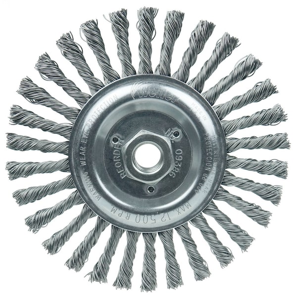 Weiler Roughneck Jr. 6" Cleaning Brush, .023" Steel Wire Fill, 5/8"-11 UNC 9386 - main